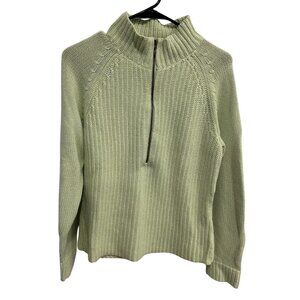 Crazy Horse Liz Claiborne Light Green Ribbed Half-Zip Sweater Sz Medium